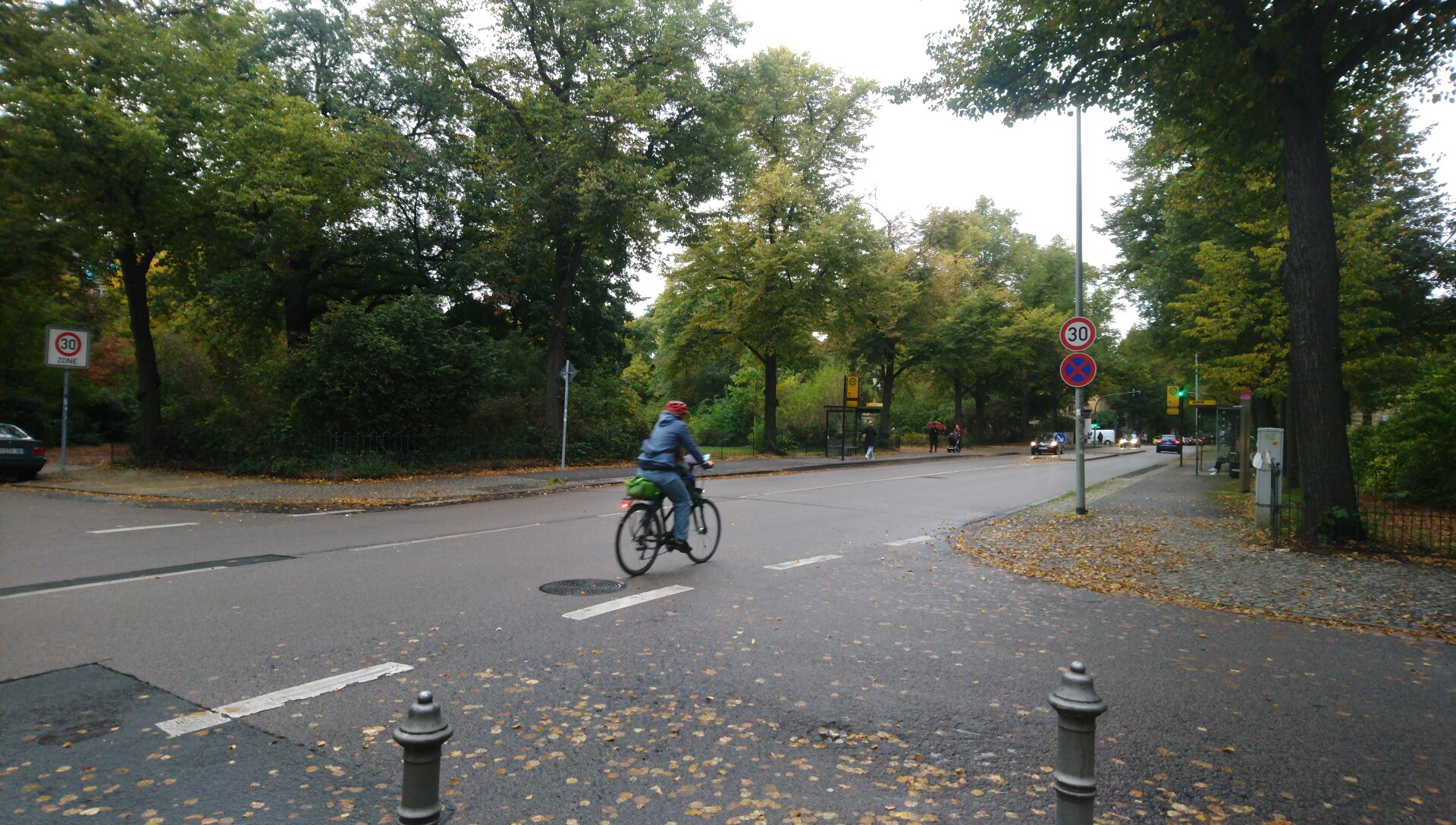 Reisewitzer Straße mit Fahrradfahrer und Tempo 30-Schild